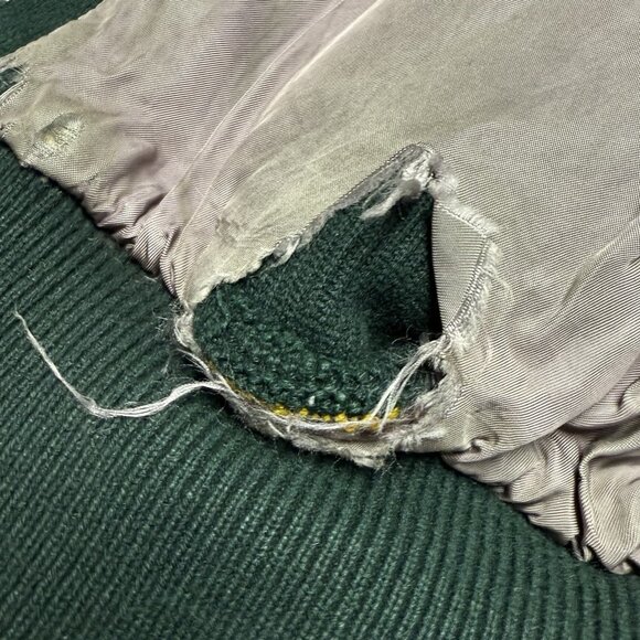 Vintage Sand Knit Doe Lon Letterman Varsity Jacket Mens 40 21x25 Chain Stitch - Picture 13 of 16